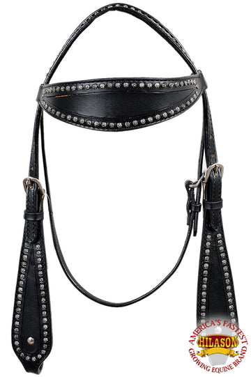 HILASON Western Horse Headstall Genuine American Leather Black